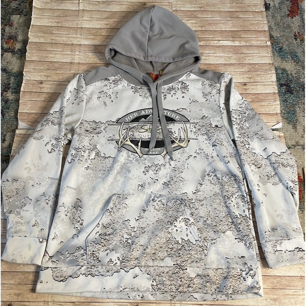 SHE Outdoor Women's True Timber Tundra Hoodie White & Gray Camo Size Medium EUC